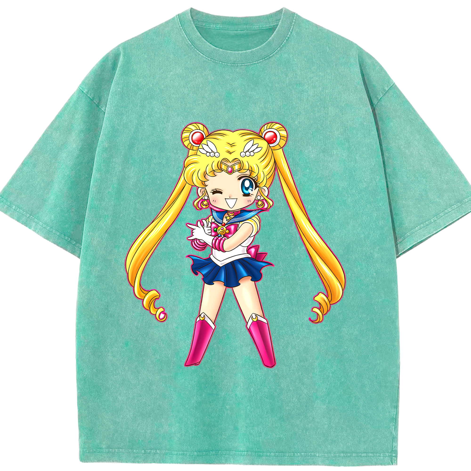 （画像用） 美少女戦士セーラームーン 月野 うさぎ つきの うさぎ Sailor Moon Tsukino Usagi 綿100% ヴィンテージ風 半袖Tシャツ（フロントプリント）